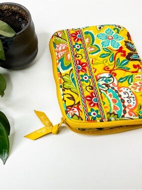 Vera Bradley Small Quilted Yellow Floral Zip Pouch